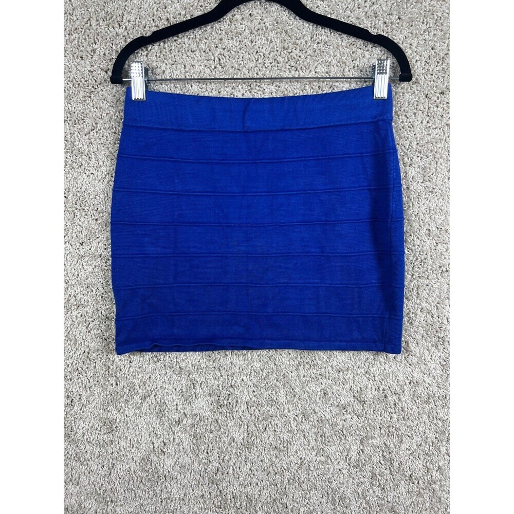 Ambiance Women Blue Stretch Mini Skirt Bodycon Casual Size L